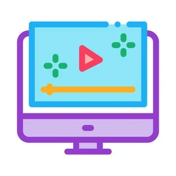 Video player computer screen icon vector outline illustration Stock Illustration