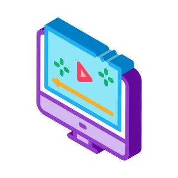 Video player computer screen isometric icon vector illustration Stock Illustration