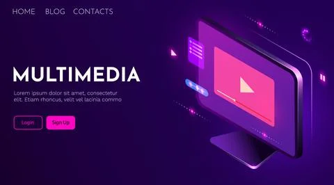 Video player on computer screen. Multimedia concepts. Modern futuristic design Illustrazione stock