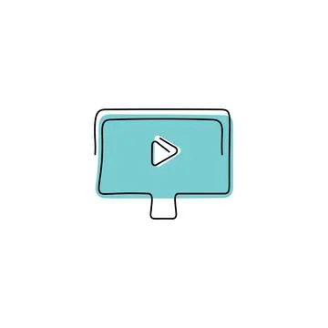 Video player continuous line vector icon Stock Illustration