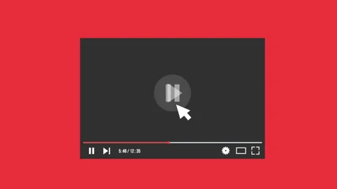 Video player cursor clicks on play button 4k Stock Footage 145278950