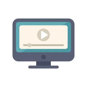 Video player on desktop computer screen displaying streaming web content Illustrazione stock
