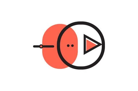 Video player flat logo design. Music player and video player icon Stock Illustration