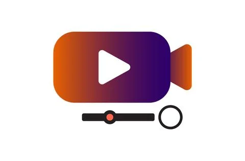 Video player flat logo design. Music player and video player icon Illustrazione stock