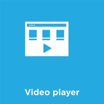 Video player icon isolated on blue background Stock Illustration
