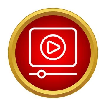 Video player icon with play button and progress bar Illustrazione stock