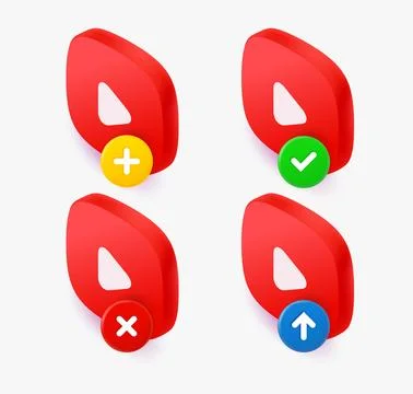 Video player icon set with different pictograms. 3d vector icons collection 스톡 일러스트