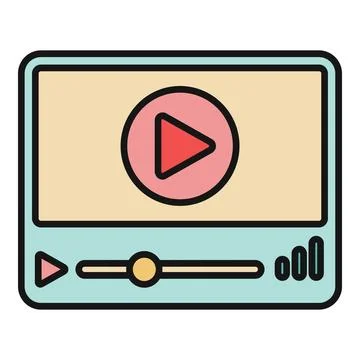 Video player icon showing play button interface 스톡 일러스트