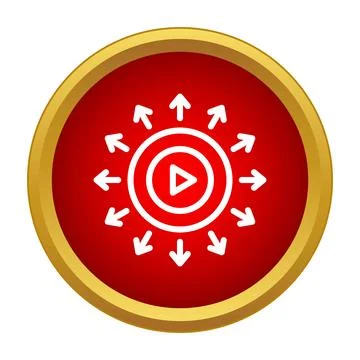 Video player icon spreading content distribution Stock Illustration