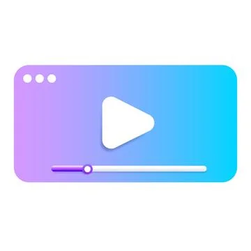 Video player icon vector illustration. 3D purple and blue gradient media player Stock Illustration