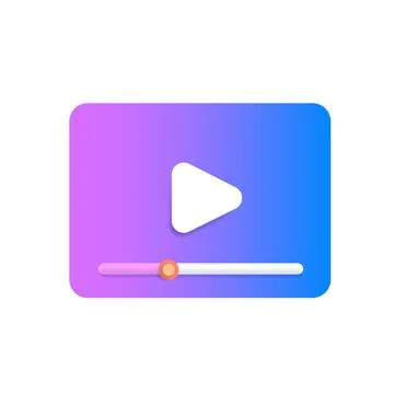Video player icon vector illustration. 3D purple and blue gradient media player Stock Illustration