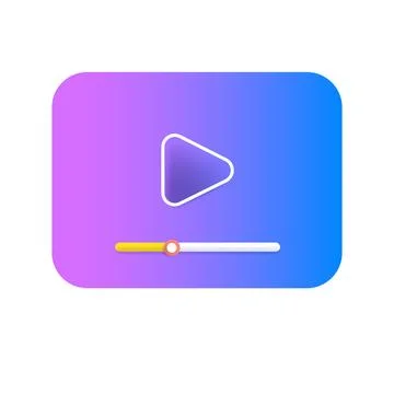 Video player icon vector illustration. 3D purple and blue gradient media player Stock Illustration