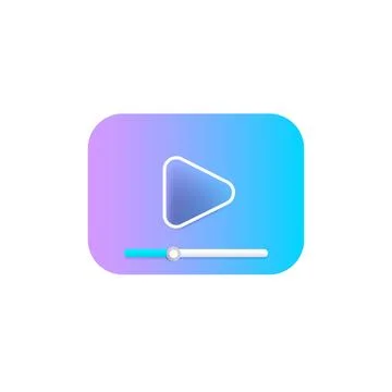 Video player icon vector illustration. 3D purple and blue gradient media player Stock Illustration