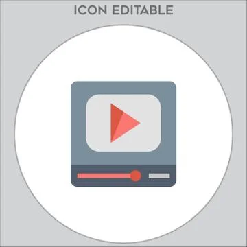 Video player icon vector, in trendy flat style isolated Stock Illustration