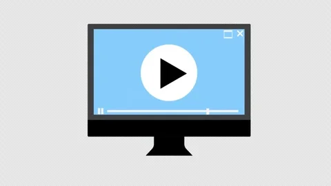 Video Player Interface on Computer Monitor Multimedia Streaming Animation Stock Footage 339763419