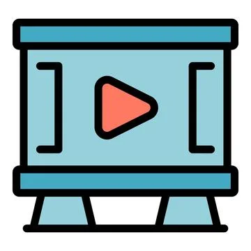 Video player interface displaying play button on projection screen Illustrazione stock