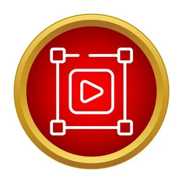 Video player interface element icon red gold Illustrazione stock