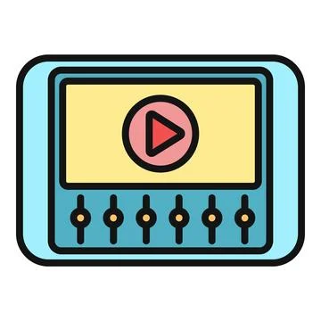 Video player interface featuring control sliders and play button Stock Illustration