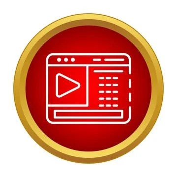 Video player interface icon on red background Stock Illustration