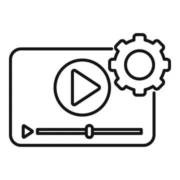 Video player interface icon with settings gear Illustrazione stock