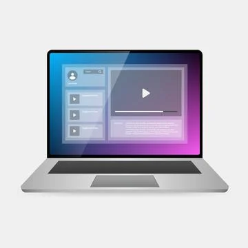 Video Player Interface on Laptop Screen Illustration Illustrazione stock