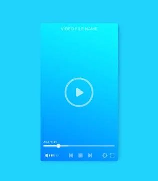 Video player interface, mobile ui vector design, vertical orientation Illustrazione stock