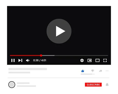 Video player interface mockup template. Video full frame elements. Multimedia 스톡 일러스트