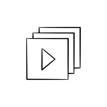 Video player interface with play button hand drawn outline doodl Illustrazione stock