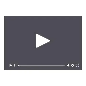 Video player interface with a play button on a gray background Stock Illustration