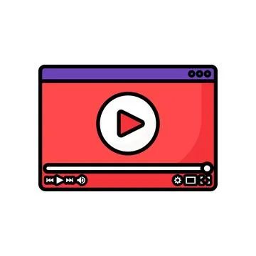 Video player interface play button window interface outline icon Stock Illustration
