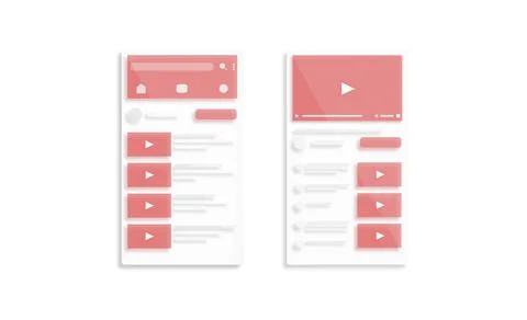 Video player interface search and list frame mockup, top view Stock Photos