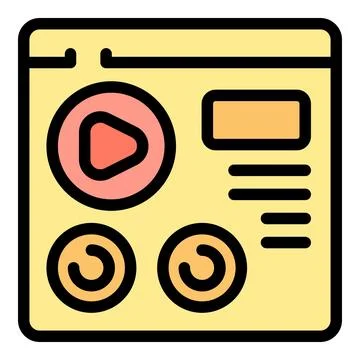 Video player interface showing play button and controls on website Stock Illustration