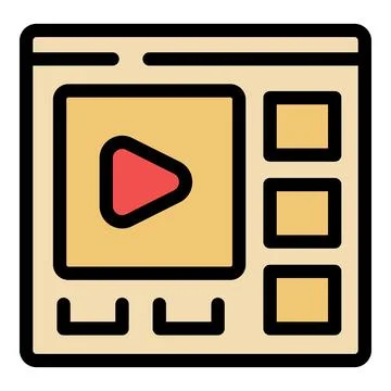 Video player interface showing play button and control panel Stock Illustration