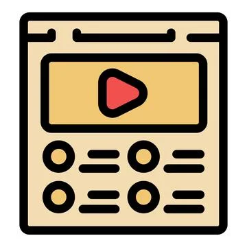 Video player interface showing play button and control buttons Stock Illustration