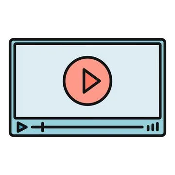 Video player interface showing play button and controls Illustrazione stock