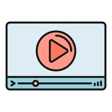 Video player interface showing play button for streaming Stock Illustration
