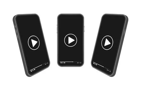 Video player interface on smartphone. Live video streaming. Web design. Digital Stock Illustration