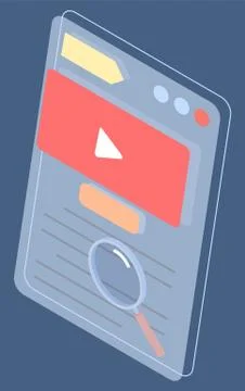 Video player interface, social website with video content, search video at site Illustrazione stock