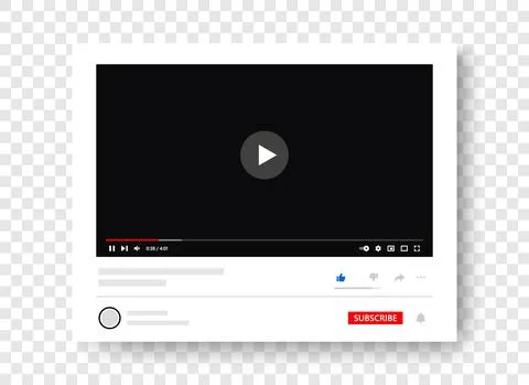 Video player interface with subscribe elements. Video full frame element for Illustrazione stock
