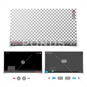 Video Player Interface Template Vector. With Progress Bar And Control ...