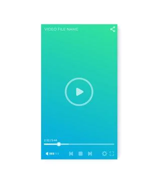Video player interface, vector ui design, vertical orientation Stock Illustration