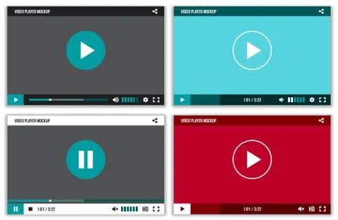 Video player interface for web and mobile apps. Vector mockup ui template Stock Illustration