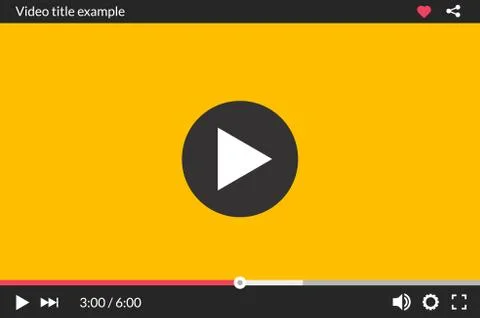 Video player interface web screen template. Media player window bar design Illustrazione stock