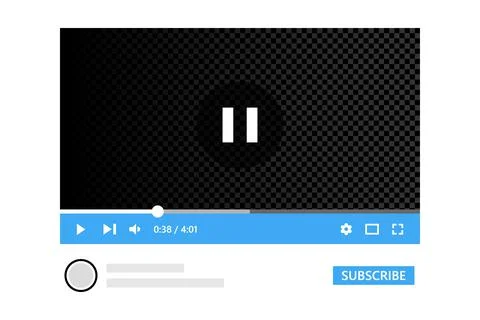 Video player interface with web subscribe design element. Multimedia player Stock Illustration