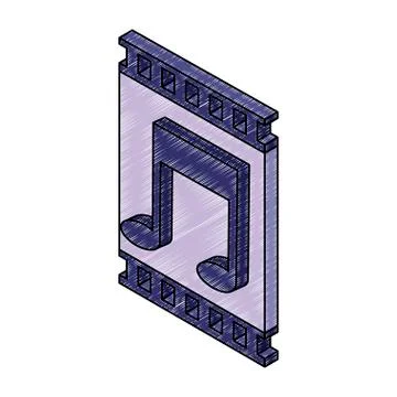 Video player isometric symbol scribble Illustrazione stock