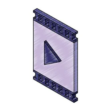Video player isometric symbol scribble Stock Illustration