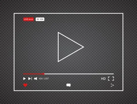 Video player. Live stream video background with 10k views. Interface web scre Stock Illustration