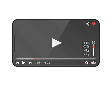 Video player on phone, flat vector illustration Stock Illustration