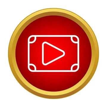 Video player play button icon in red circle Stock Illustration