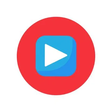 Video player play button media streaming flat vector icon illustration Stock Illustration